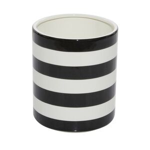 Black and White Striped Ceramic Planter
